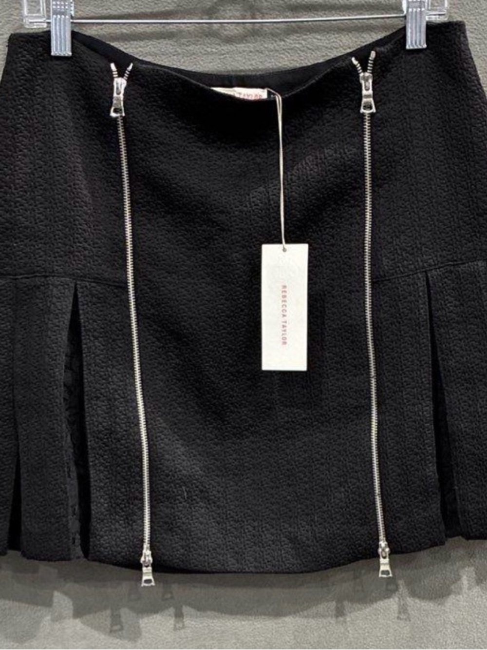 Rebecca Taylor Black Textured Zipper Accent Skirt
